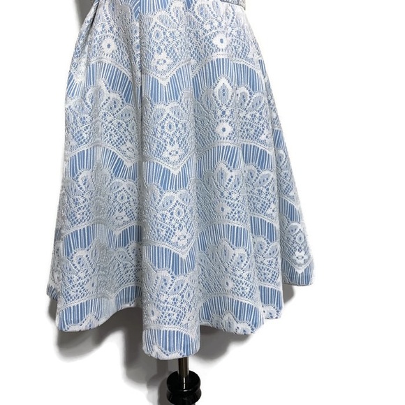 Design Lab Lord & Taylor Blue Lace Skater Dress M - Picture 5 of 6